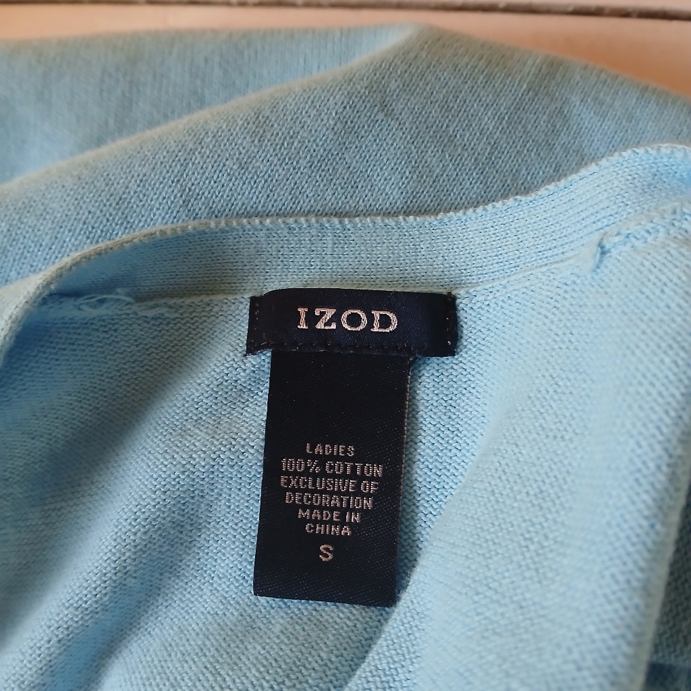 3/$15 Izod Light Blue & Brown Argyle V Neck Cotton Cardigan Size Small - Picture 7 of 8